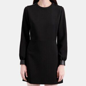 The Kooples Short Black Dress with Leather Trim